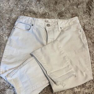 LC Lauren Conrad White Straight-Leg Distressed Jeans